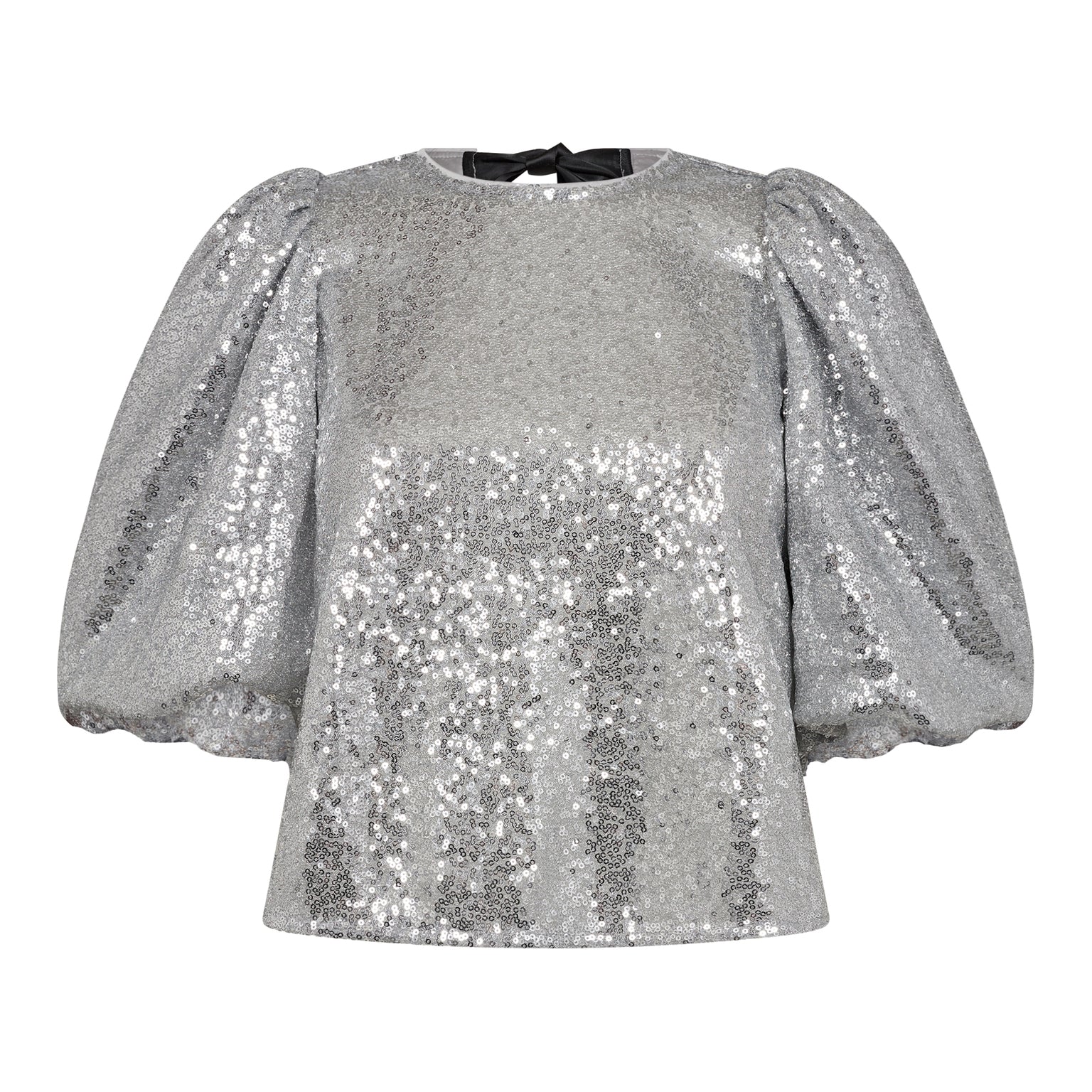 Steviecc Sequin Bow Blouse - Silver