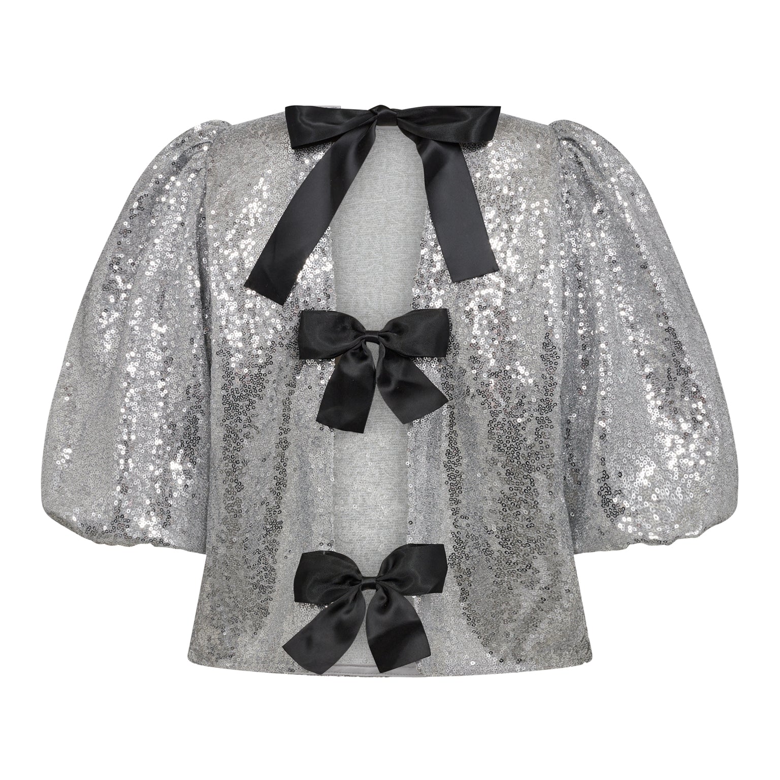 Steviecc Sequin Bow Blouse - Silver