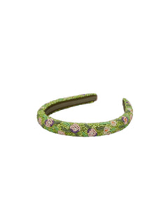Petulia Slim Beaded Hairbrace - Primrose Green