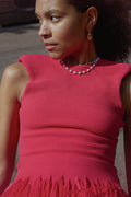 Rushes Fringe Knit Mini Dress - Deep Fushia