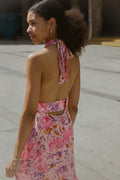 Crepe Halterneck Dress - Watercolor Bloom