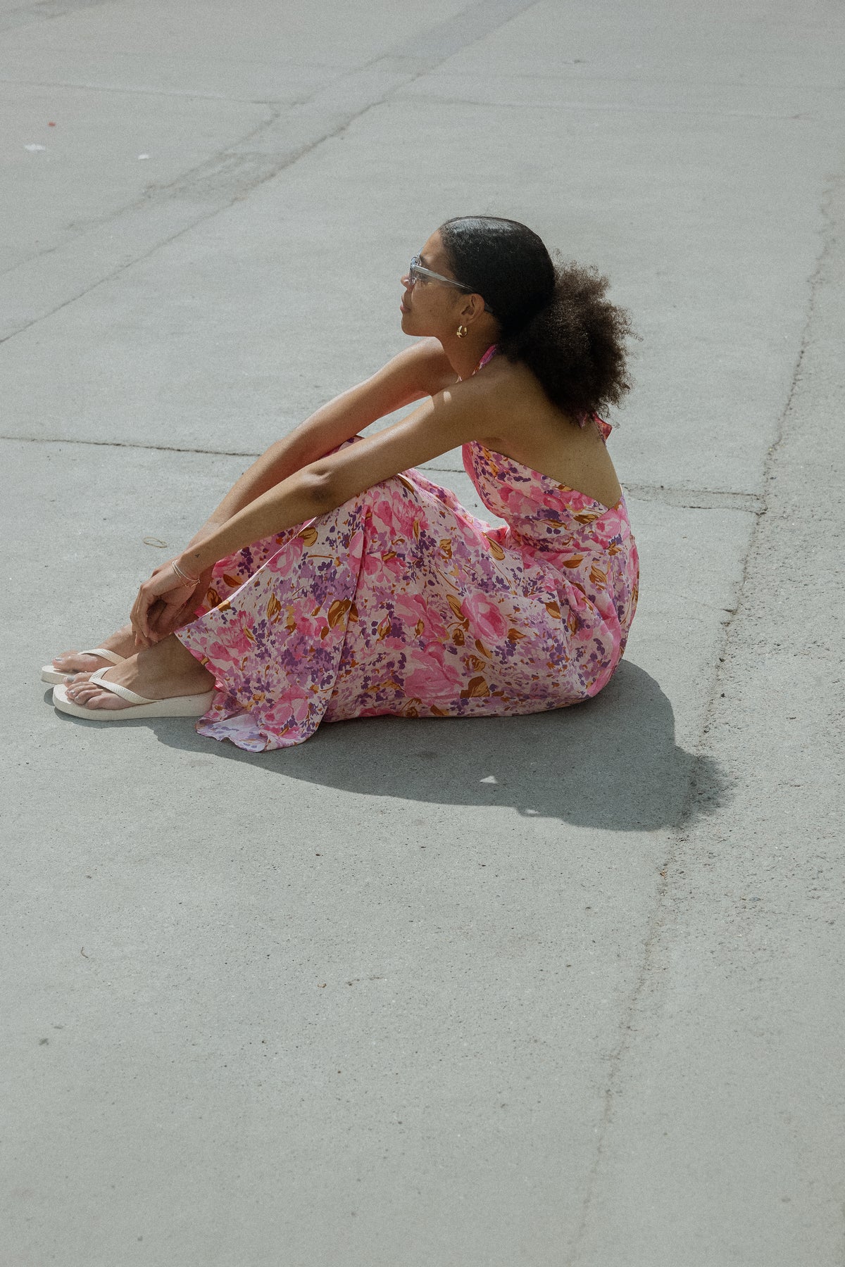 Crepe Halterneck Dress - Watercolor Bloom