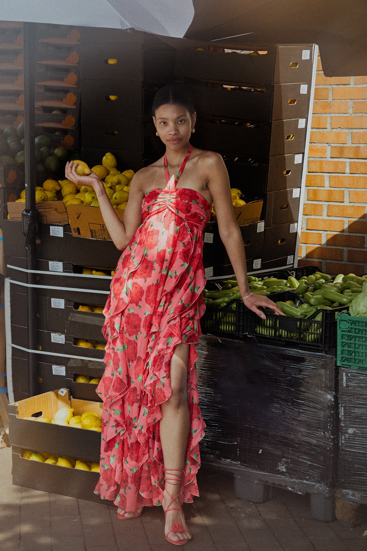 Valentina Dress - Coral Roses