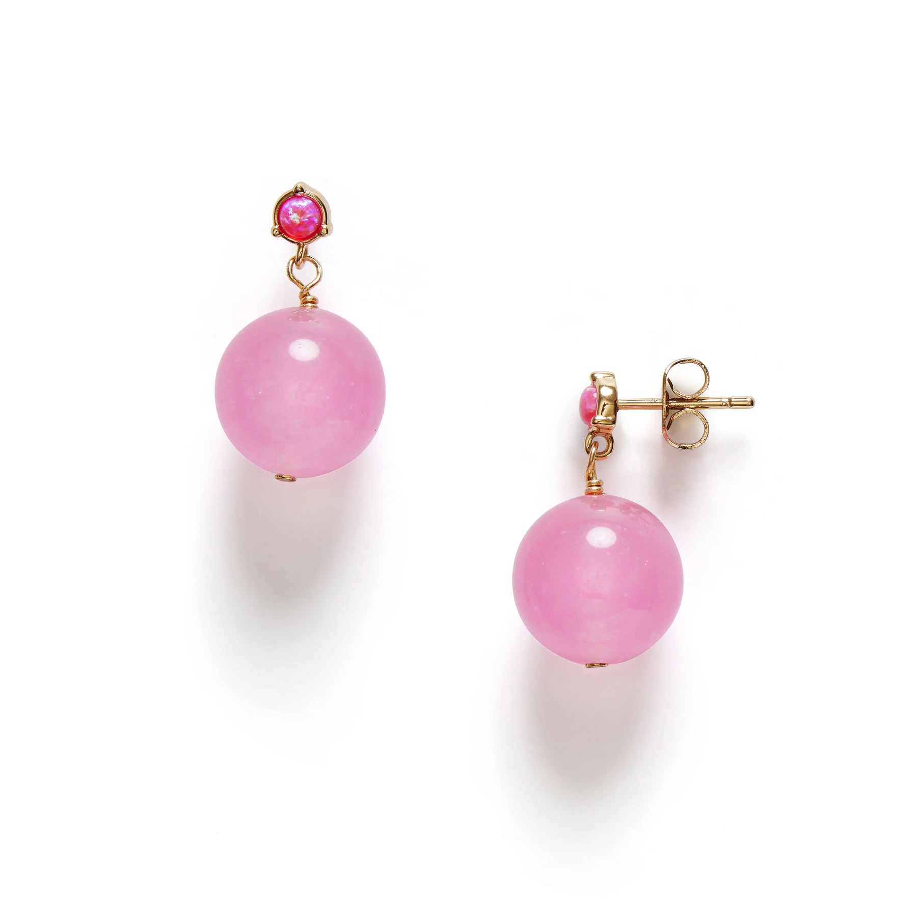 Pink Bubbles Earring - Gold