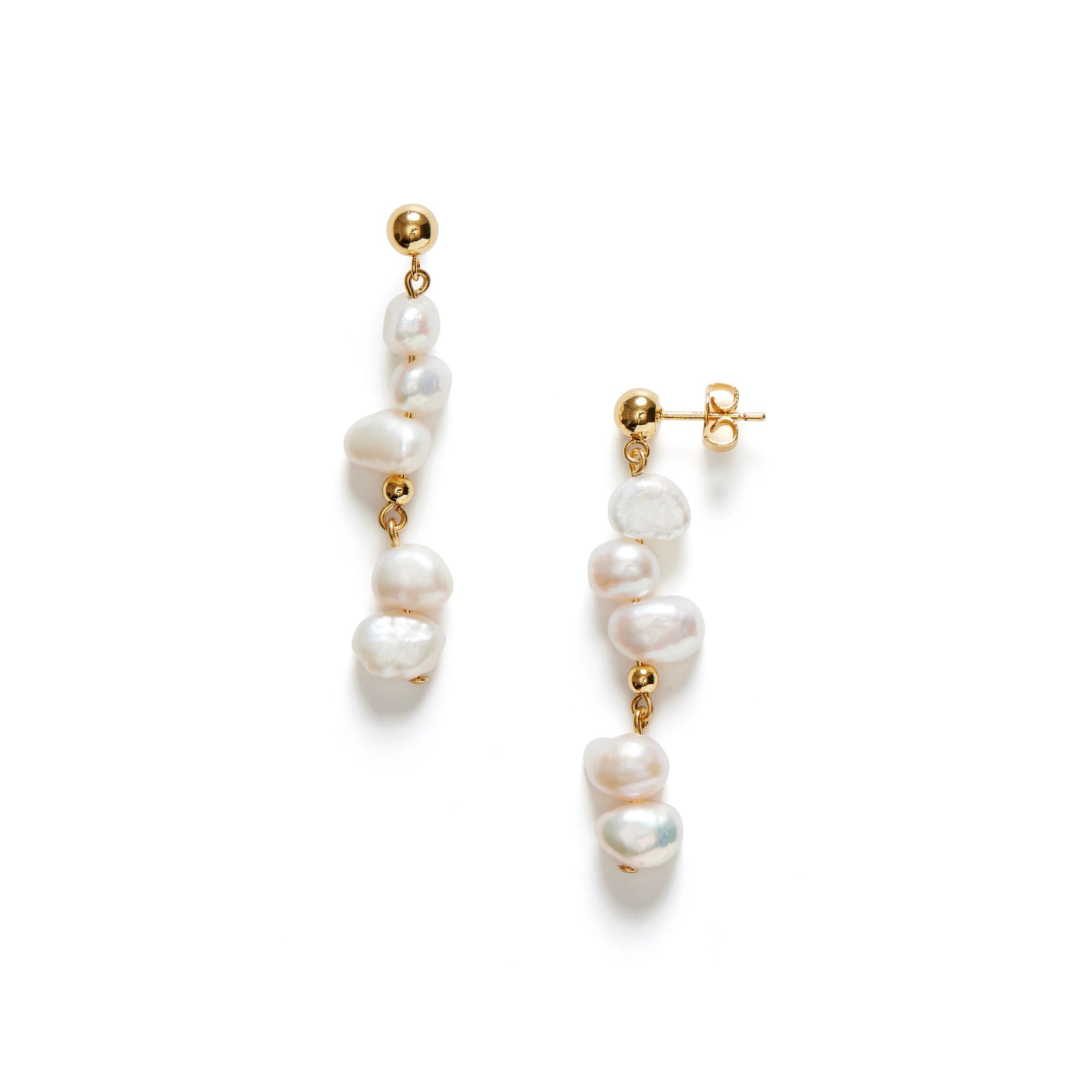 Pearly Drop Earring Long - Gold