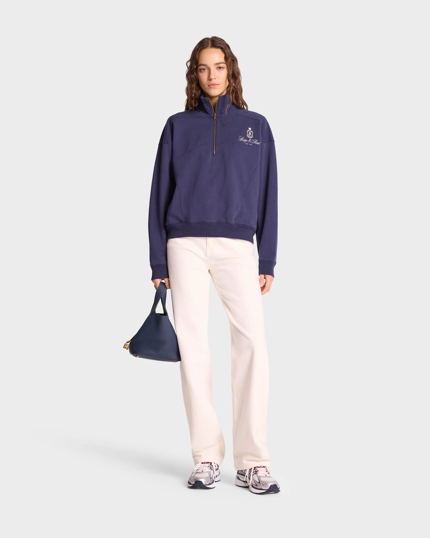 Vendome Embroidered Quarter Zip - Dark Navy