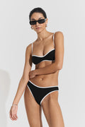 Ribbad bikinitopp - Svart