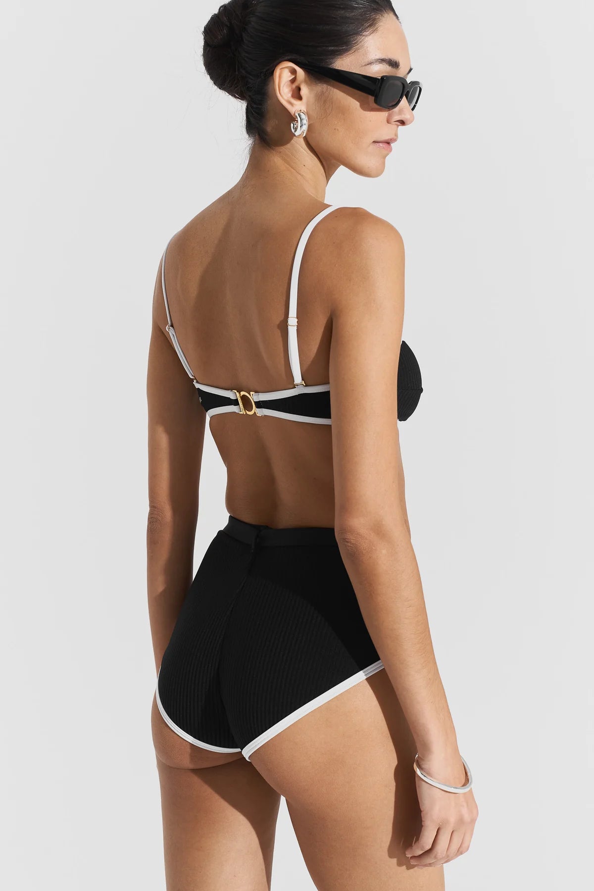 Ribbad bikinitopp - Svart