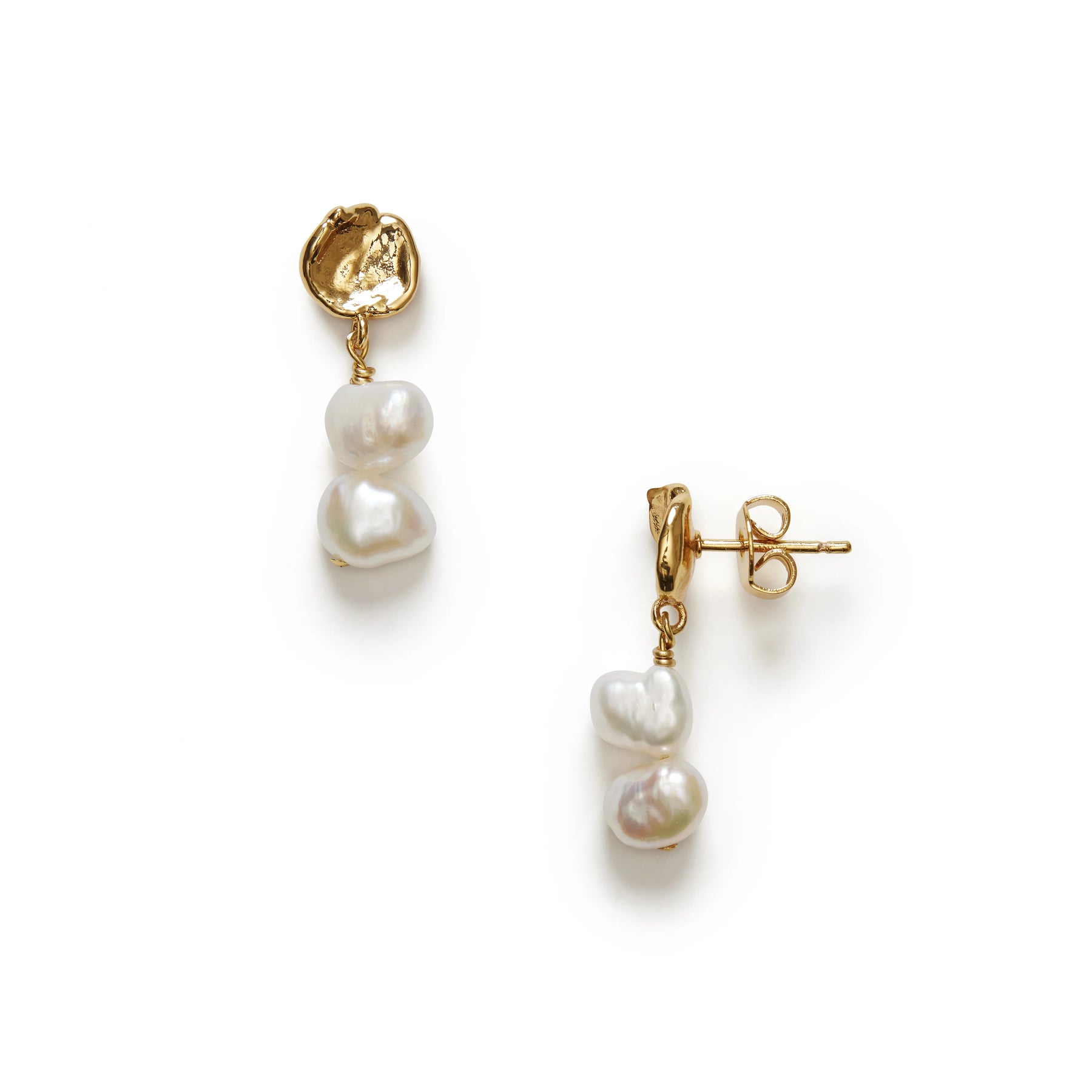 Pearly Drop Earring Short - Guld