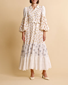 Cotton Slub Shirt Dress - Flower Combo