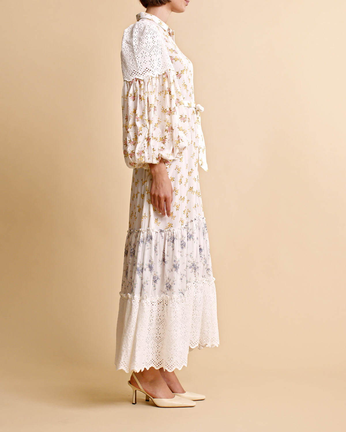 Cotton Slub Shirt Dress - Flower Combo