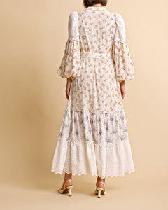 Cotton Slub Shirt Dress - Flower Combo