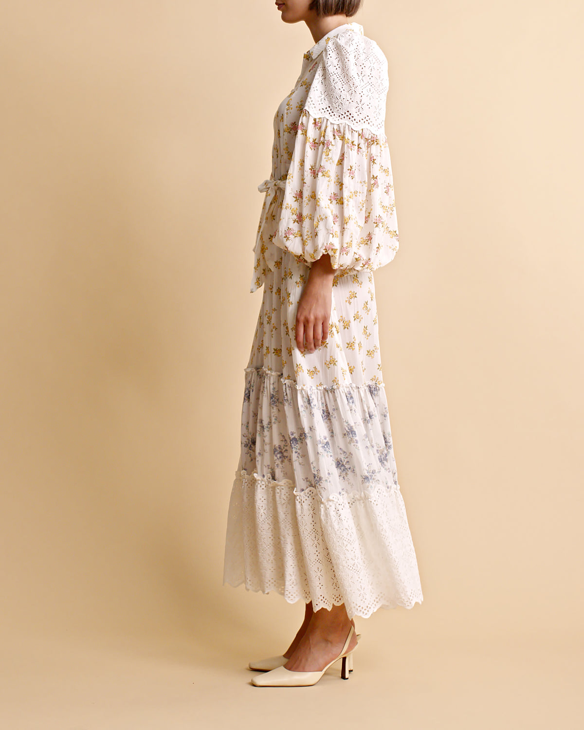 Cotton Slub Shirt Dress - Flower Combo