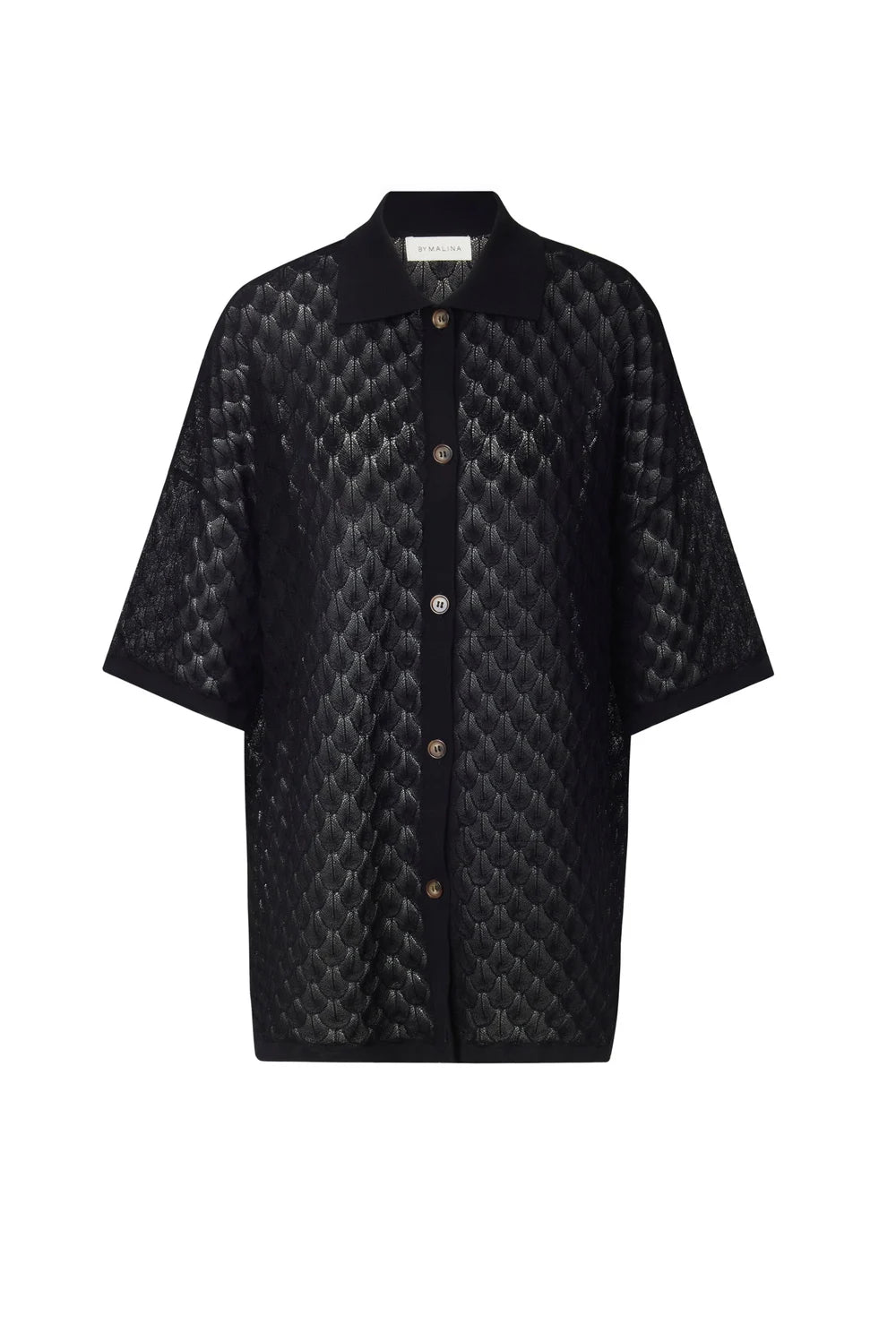 Moa Oversized Stickad Skjorta - Svart
