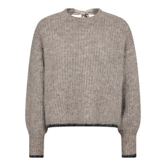 Coraliecc Bow Ls Rib Knit - Walnut