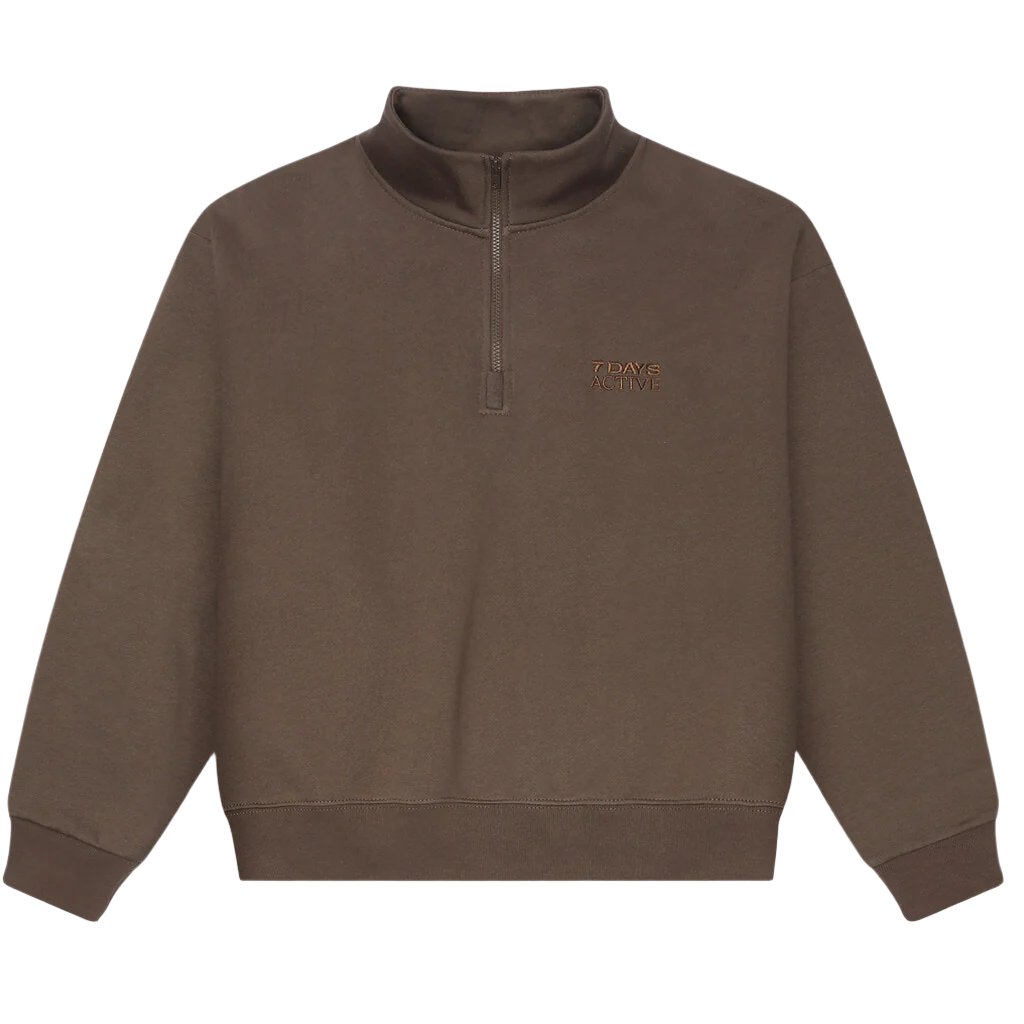 Organic Fitted Half Zip - Major Brown