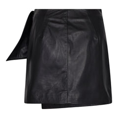 Phoebecc Leather Bow Skirt - Black