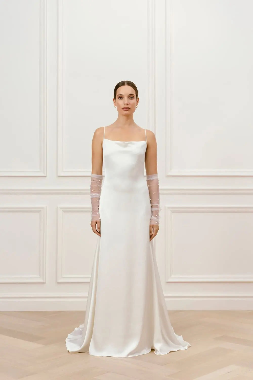 Pearl Beaded Elbow Length Gloves - Ivory