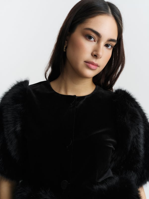 Mone Velour Top - Svart