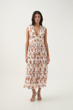Becoming Bow Back Midi Dress - Flora Natura