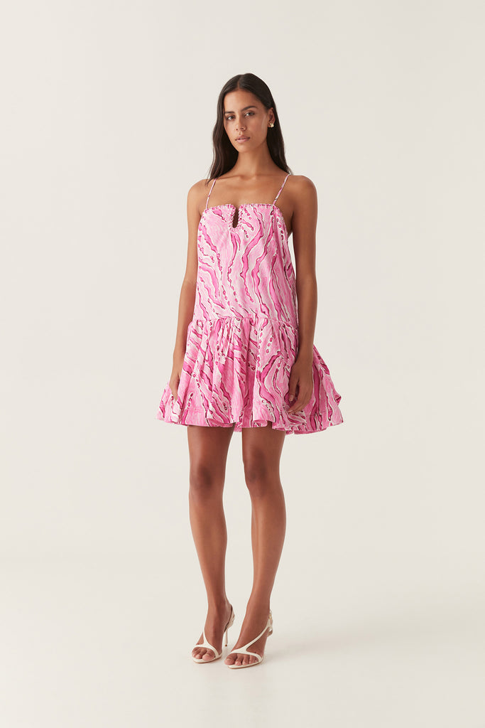 Willow Sweetheart Mini Dress - Dappled Flame