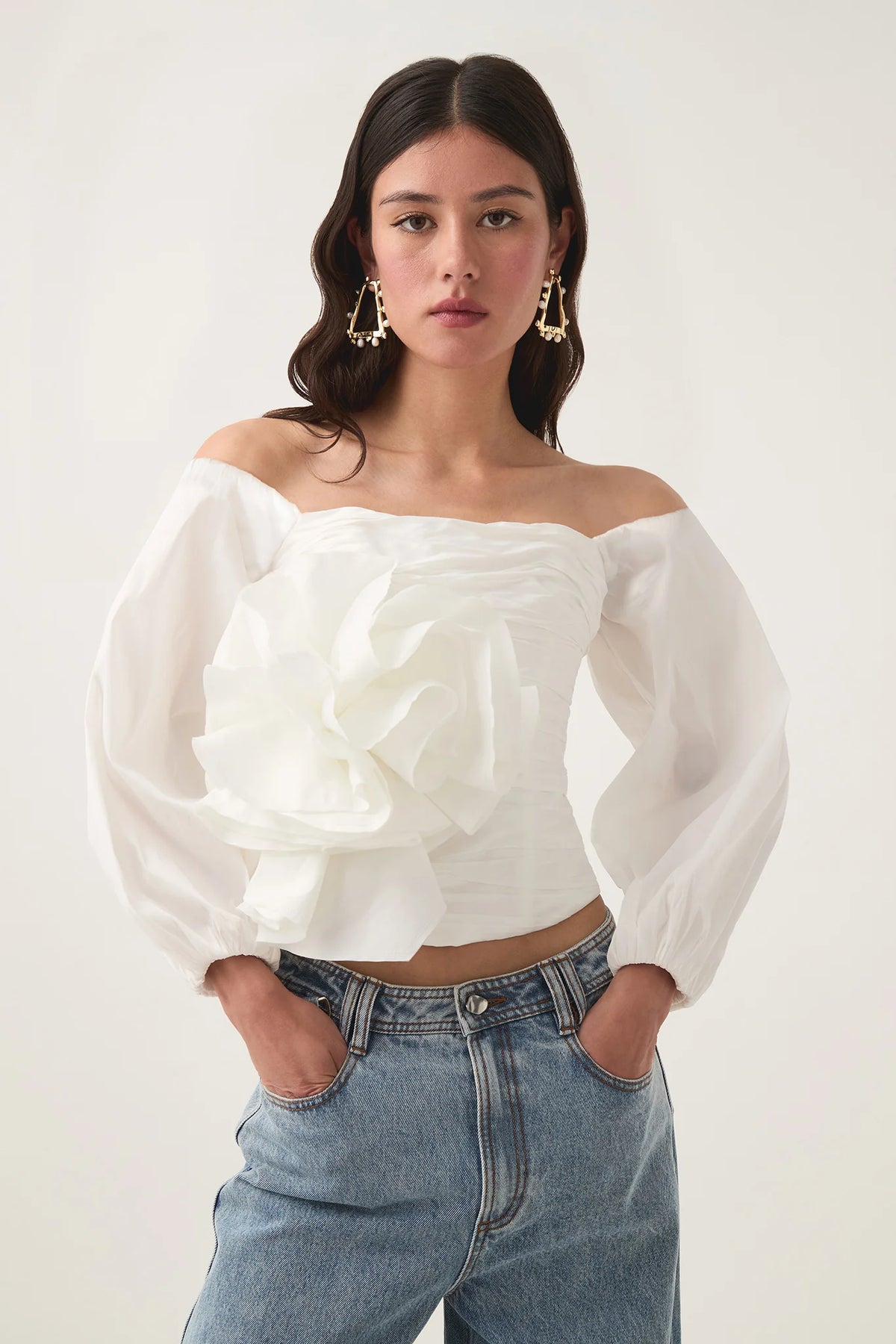 Parallels Spiral Top - Ivory