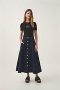 Resonance Denim Midi Skirt - Indigo