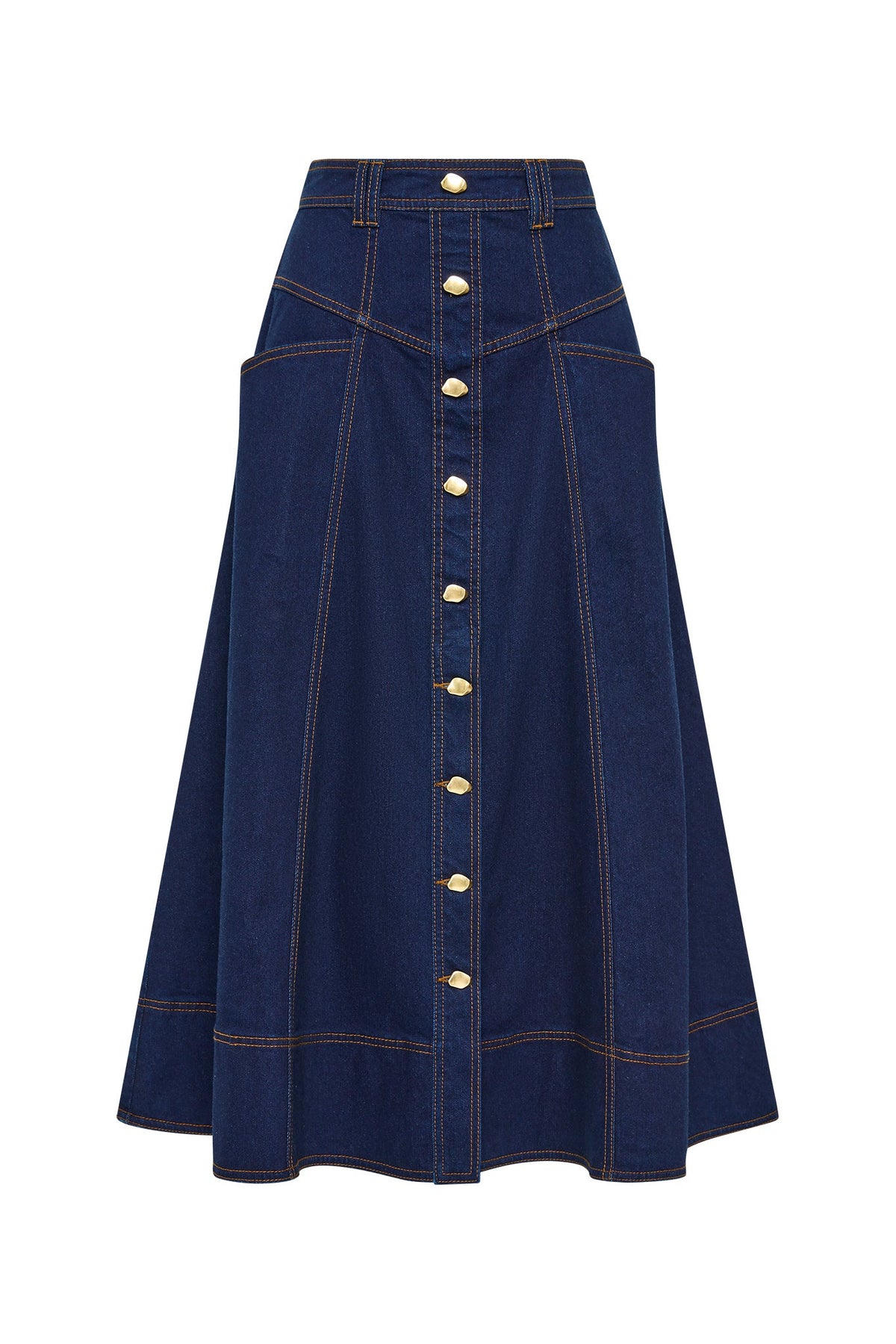 Resonance Denim Midi Skirt - Indigo