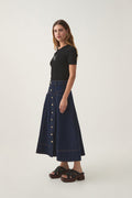 Resonance Denim Midi Skirt - Indigo