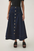Resonance Denim Midi Skirt - Indigo