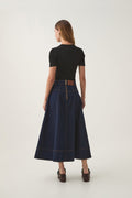 Resonance Denim Midi Skirt - Indigo