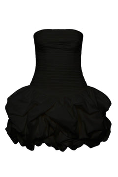 Violette Bubble Hem Mini Dress - Black