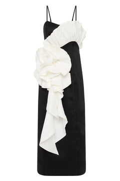 Parallels Spiral Midi Dress - Black/Ivory