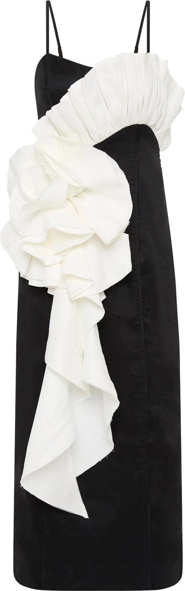 Parallels Spiral Midi Dress - Black/Ivory