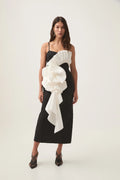 Parallels Spiral Midi Dress - Black/Ivory