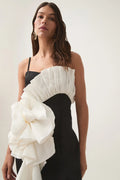 Parallels Spiral Midi Dress - Black/Ivory
