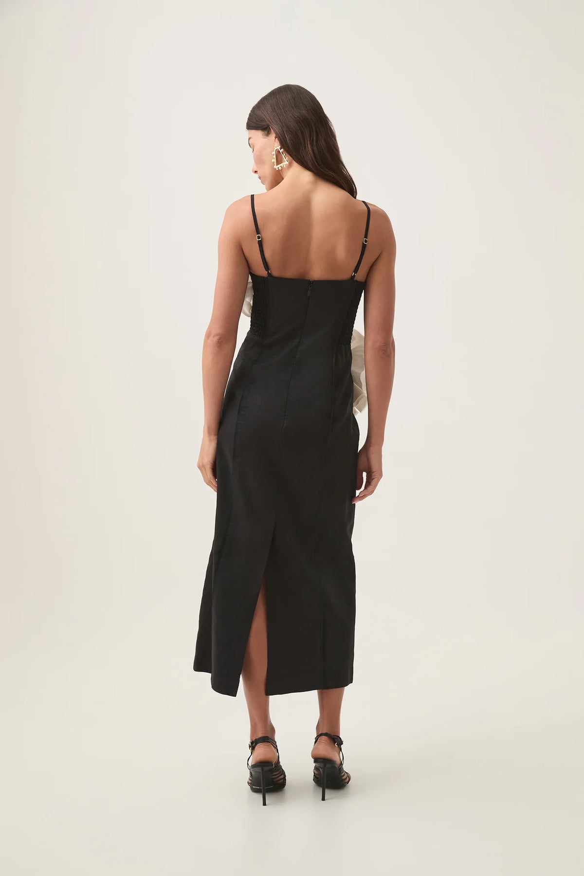 Parallels Spiral Midi Dress - Black/Ivory