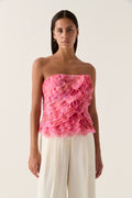 Charmed Rosette Ruffle Bustier - Misty Rose