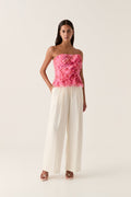 Charmed Rosette Ruffle Bustier - Misty Rose