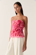 Charmed Rosette Ruffle Bustier - Misty Rose