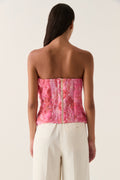 Charmed Rosette Ruffle Bustier - Misty Rose