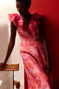Enchanted Plunge Midi Dress - Misty Rose