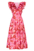 Enchanted Plunge Midi Dress - Misty Rose