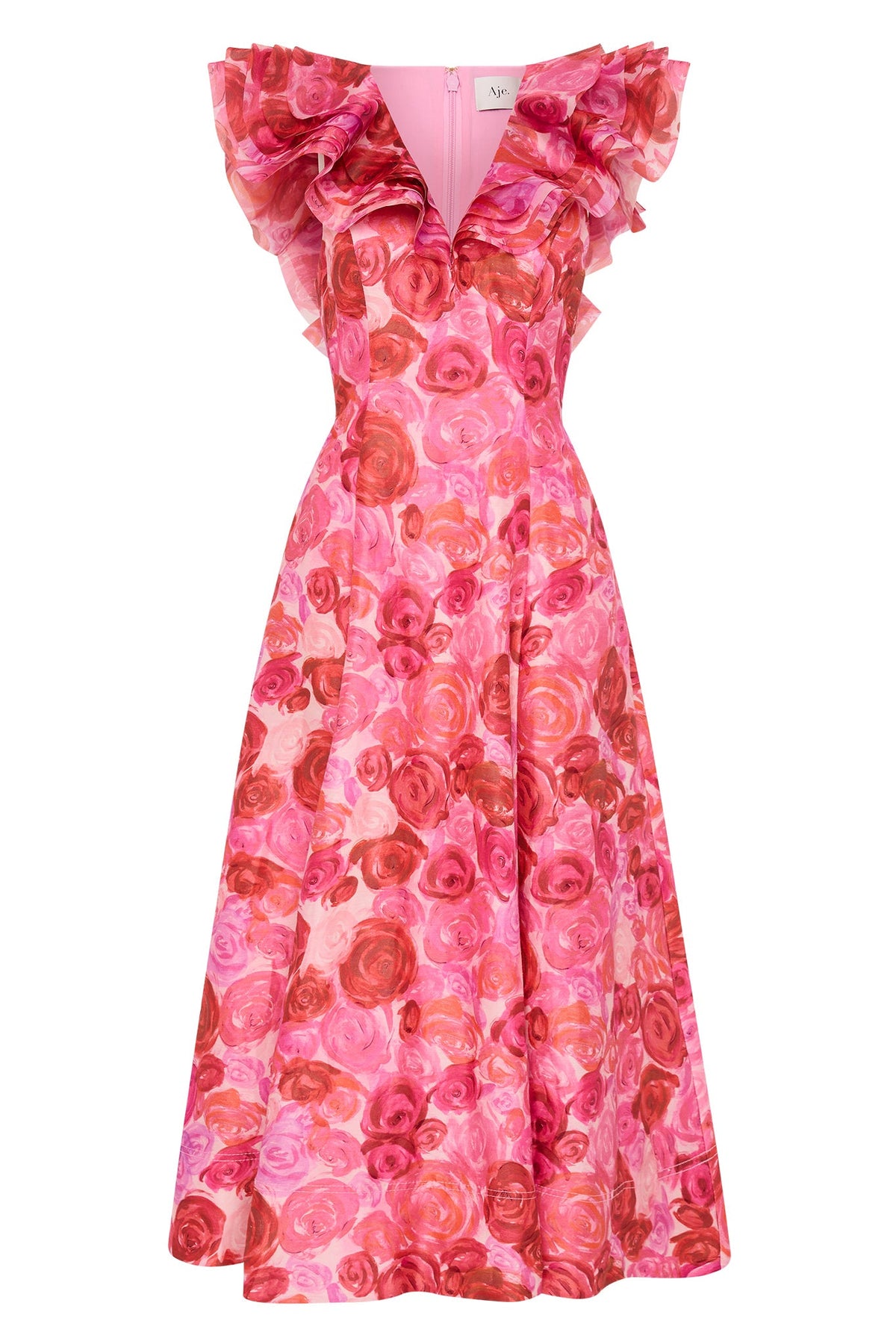 Enchanted Plunge Midi Dress - Misty Rose