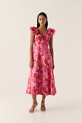 Enchanted Plunge Midi Dress - Misty Rose