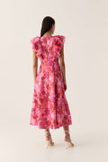Enchanted Plunge Midi Dress - Misty Rose