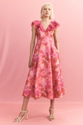 Enchanted Plunge Midi Dress - Misty Rose