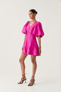 Dusk Puff Sleeve Mini Dress - Deep Magenta