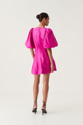 Dusk Puff Sleeve Mini Dress - Deep Magenta