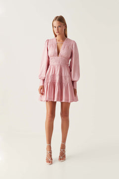 Fallingwater Ruched Mini Dress - Chalk Pink